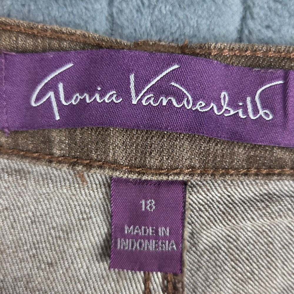 Gloria Vanderbilt Amanda High Rise Straight Leg Brown Jeans Womens Size 18 Missy - Picture 4 of 11